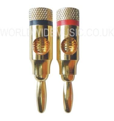 Pair of (two) 4mm Gold Banana Plugs