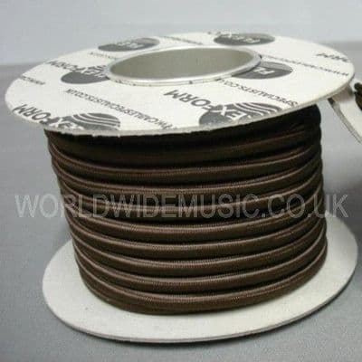 ROUND 2 Core Braided Fabric Vintage Cable Lighting Lamp Flex  - BROWN