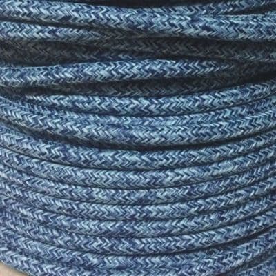 ROUND 2 Core Braided Fabric Vintage Cable Lighting Lamp Flex  - DENIM