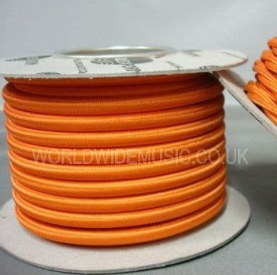 ROUND 2 Core Braided Fabric Vintage Cable Lighting Lamp Flex  - MATT ORANGE