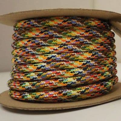 ROUND 2 Core Braided Fabric Vintage Cable Lighting Lamp Flex  - MULTICOLOUR