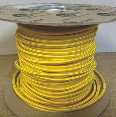 ROUND 2 Core Braided Fabric Vintage Cable Lighting Lamp Flex  - POPPY YELLOW