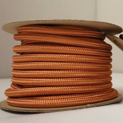 ROUND 2 Core Braided Fabric Vintage Cable Lighting Lamp Flex  - RAYON COPPER