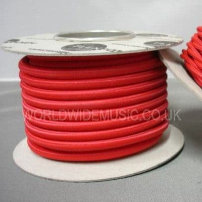 ROUND 3 Core Braided Fabric Cable Lighting Flex  - POPPY RED- 6 Amp