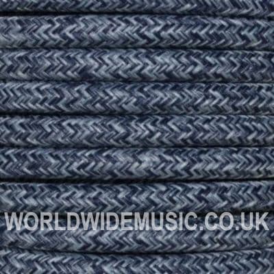 ROUND 3 Core Braided Fabric Cable Lighting Lamp Flex Vintage - DENIM