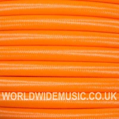ROUND 3 Core Braided Fabric Cable Lighting Lamp Flex Vintage - FLUORESCENT ORANGE