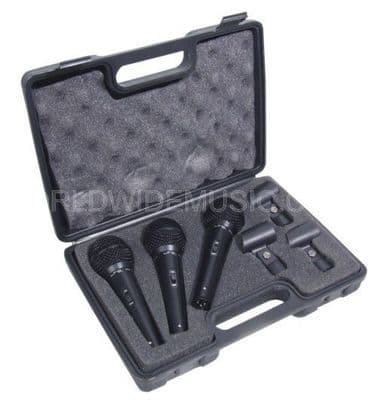 SoundLAB Pack of 3 Vocal Microphones IN CARRY CASE