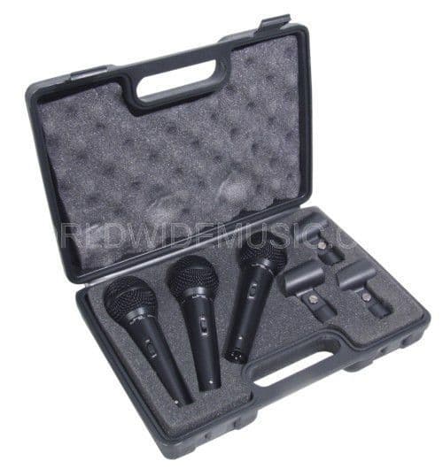 SoundLAB Pack of 3 Vocal Microphones IN CARRY CASE