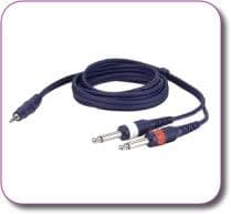 Stereo Jack 2 Mono Jack Plugs Insert Lead 1.5 metres