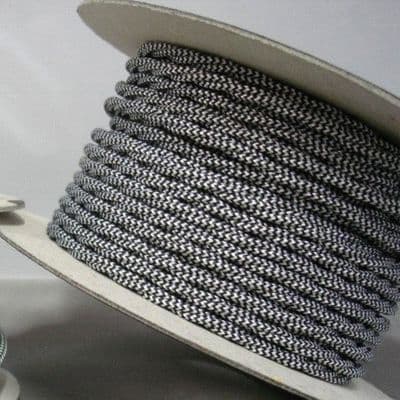 TWIST 2 Core Braided Fabric Cable Lighting Lamp Flex Vintage - BLACK & WHITE