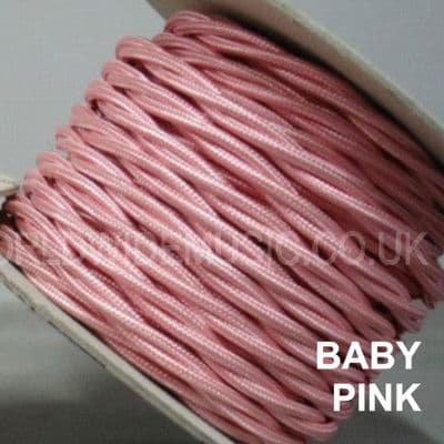 TWIST 3 Core Braided Fabric Cable Lighting Flex - BABY PINK - 3 Amp