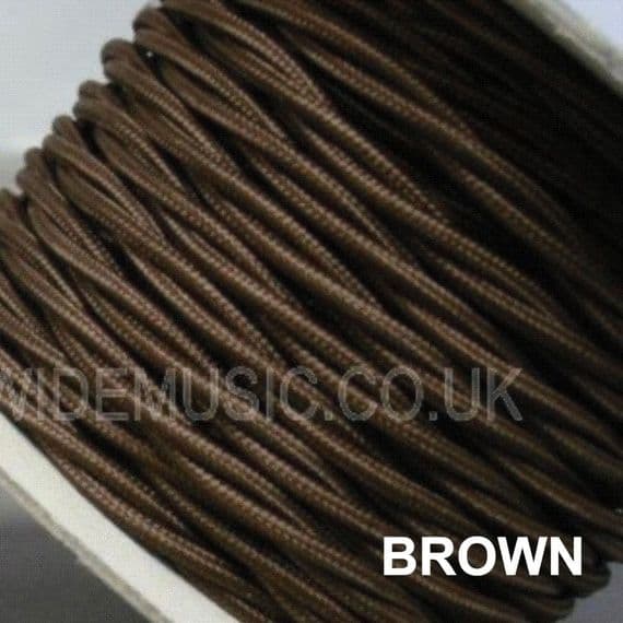 TWIST 3 Core Braided Fabric Cable Lighting Flex  - BROWN - 6 Amp