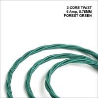 TWIST 3 Core Braided Fabric Cable Lighting Flex  - FOREST GREEN - 6 Amp