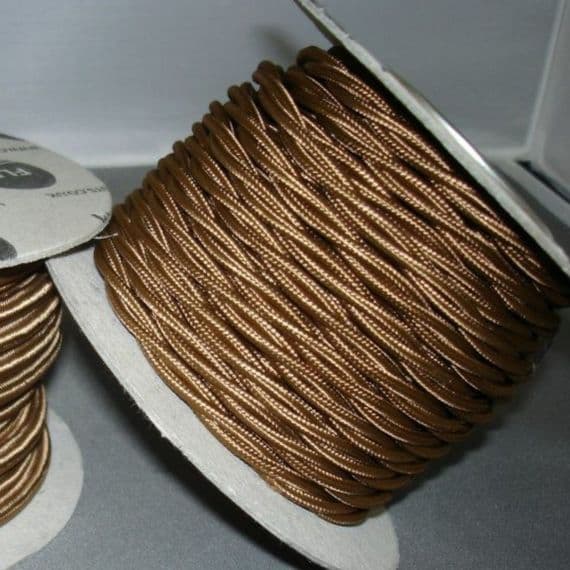 TWIST 3 Core Braided Fabric Cable Lighting Flex  - HAVANA GOLD - 6 Amp