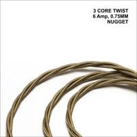 TWIST 3 Core Braided Fabric Cable Lighting Flex  - NUGGET - 6 Amp