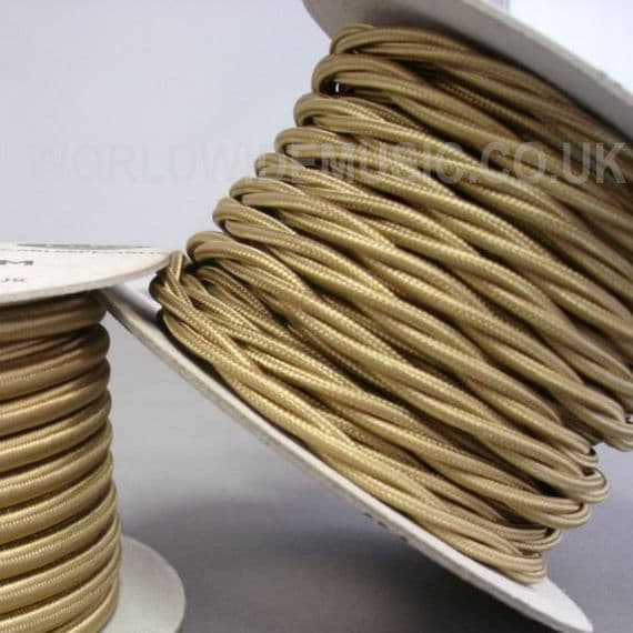 TWIST 3 Core Braided Fabric Cable Lighting Flex  - NUGGET - 6 Amp