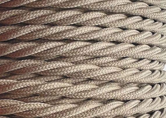 TWIST 3 Core Braided Fabric Cable Lighting Flex  - OATMEAL - 6 Amp