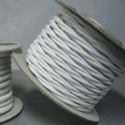 TWIST 3 Core Braided Fabric Cable Lighting Lamp Flex - BRIGHT WHITE - 3 Amp