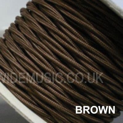 TWIST 3 Core Braided Fabric Cable Lighting Lamp Flex - BROWN - 3 Amp