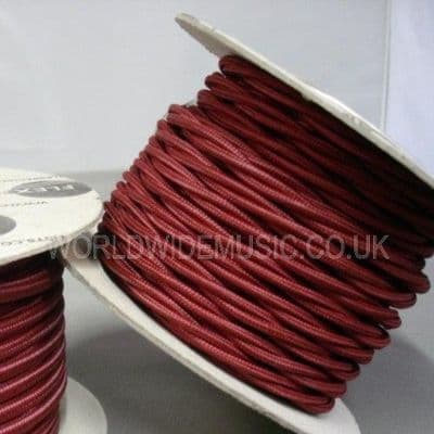 TWIST 3 Core Braided Fabric Cable Lighting Lamp Flex - BURGUNDY - 3 Amp