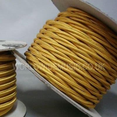 TWIST 3 Core Braided Fabric Cable Lighting Lamp Flex - CELTIC GOLD - 3 Amp