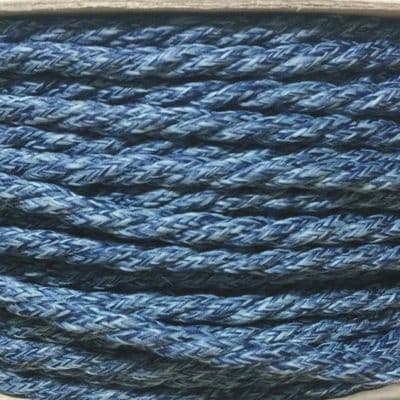 TWIST 3 Core Braided Fabric Cable Lighting Lamp Flex - DENIM - 3 Amp