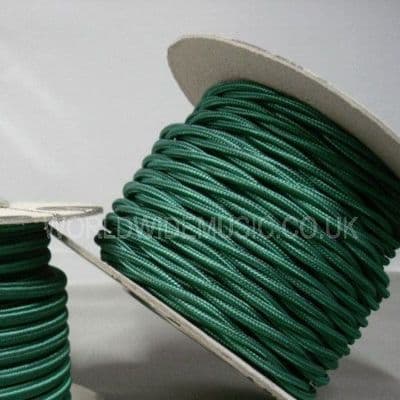 TWIST 3 Core Braided Fabric Cable Lighting Lamp Flex - FOREST GREEN - 3 Amp