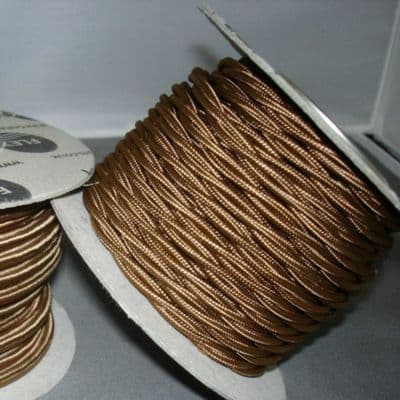 TWIST 3 Core Braided Fabric Cable Lighting Lamp Flex - HAVANA GOLD - 3 Amp