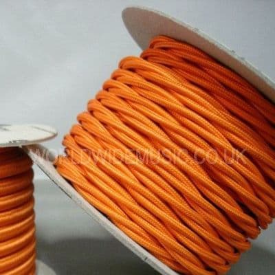 TWIST 3 Core Braided Fabric Cable Lighting Lamp Flex - MATT ORANGE - 3 Amp