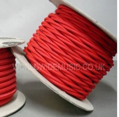 TWIST 3 Core Braided Fabric Cable Lighting Lamp Flex - POPPY RED - 3 Amp