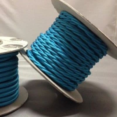 TWIST 3 Core Braided Fabric Cable Lighting Lamp Flex - TURQUOISE - 3 Amp