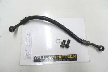 KAWASAKI ZX6-R ENGINE OIL FEED HOSE + BOLTS YELLOW 13 BREAKERS #2(LOC-F)