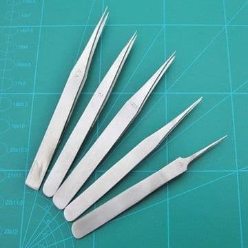 5 Piece Watchmakers Tweezers Stainless Steel