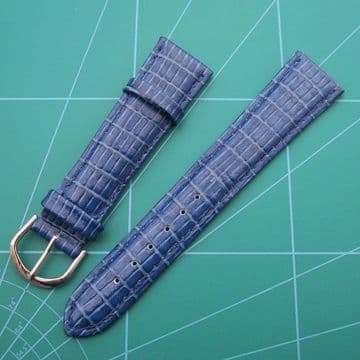 Blue Reptile Grain Padded Gold & Steel Buckle Sizes 20-18mm