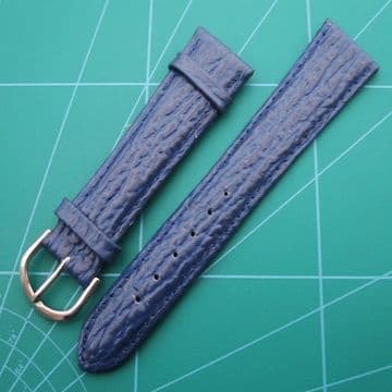 Blue Shark Grain Padded Gold & Steel Buckles Sizes 20-18mm