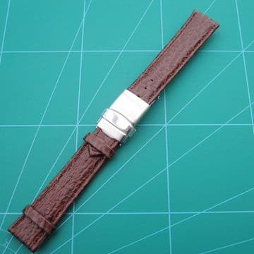 Brown Shark Grain Stainless Steel Safety Buckle Sizes 22-20-18mm