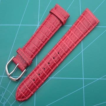 Burgundy Reptile Grain Padded Gold & Steel Buckle Sizes 20 - 18mm