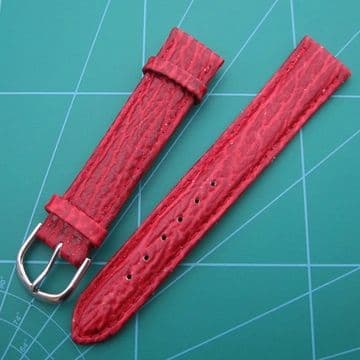 Burgundy Shark Grain Padded Gold & Steel Buckles Sizes 20-18mm