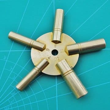 Clock Keys 5 in1 Even Numbers 4-6-8-10-12 Brass Spider Clock Winding Key