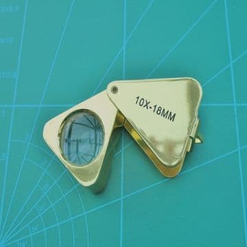 Eye Loupe Triangular 18mm Magnification 10x Gold Finish Cased