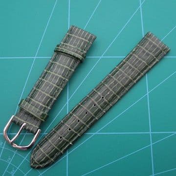 Green Reptile Grain Padded Gold & Steel Buckle Sizes 20-18mm