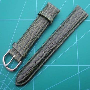 Green Shark Grain Padded Gold & Steel Buckle Sizes 20-18mm