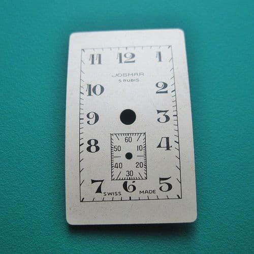 Josmar 5 Rubis Watch Dial, Sub Second Dial Swiss Made New Old Vintage