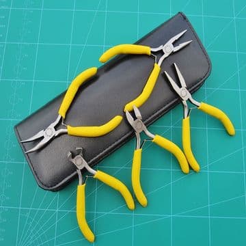 Mini Pliers 5pc Set Leather-look Case