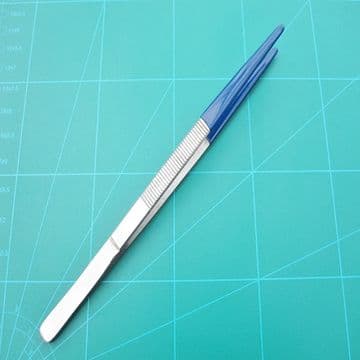 Tweezers 200mm Polished Steel With 75mm of Rubber Coated Tip Protection Ribbed Grips