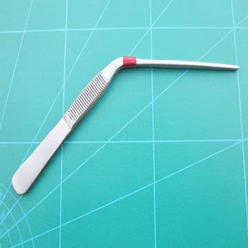 Tweezers Bent Nosed Heavy Gauge Stainless Steel Ribbed Grips 130mm