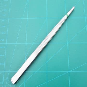 Tweezers Extra Long 200mm Heavy Gauge Stainless Steel Serrated Tips Ribbed Grips