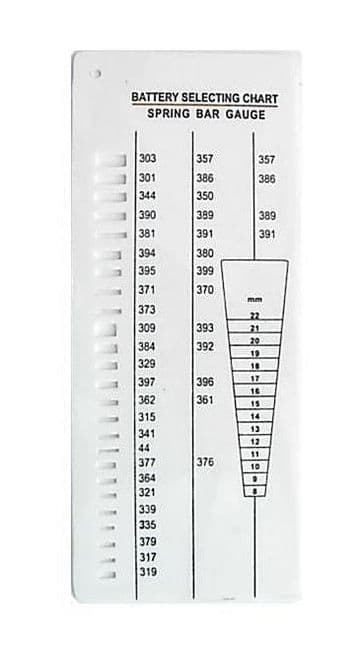 Watch Battery and Spring Bar Size Chart