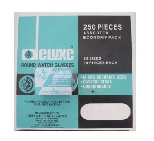 Watch Crystals High Domed Acrylic Glasses 250pcs Sizes from 19.00mm to 23.6mm