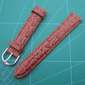 Watch Strap Padded Brown Crocodile Gold and Steel Colour Buckle sizes 20mm - 18mm